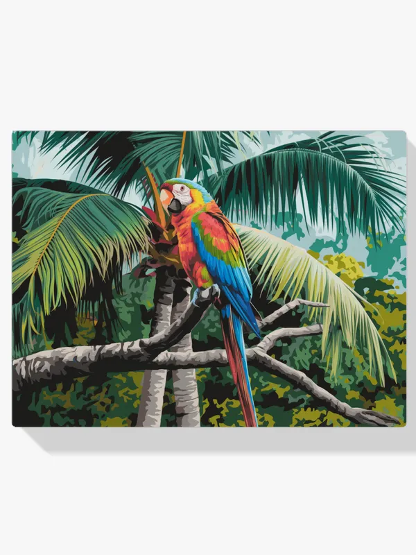 Pintar por Números – Colorido loro posado en una rama tropical V2 Edición Limitada