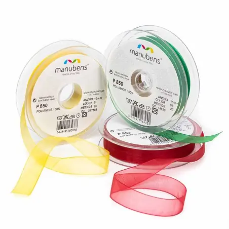 Alta Calidad Cinta organza organdí poliamida 10 mm Manubens ref. 850 - Carrete 25 metros