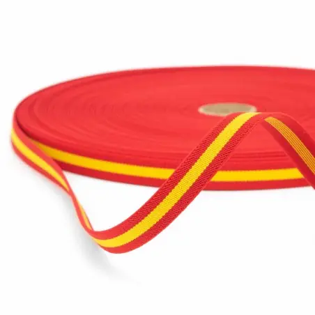 Cinta elástica 15 mm bandera España, para pulseras - Rollo 30 metros Entrega Rápida