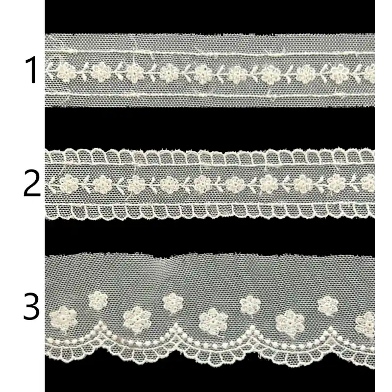 Venta Final Encaje tul bordado blanco PC89-8 - 1