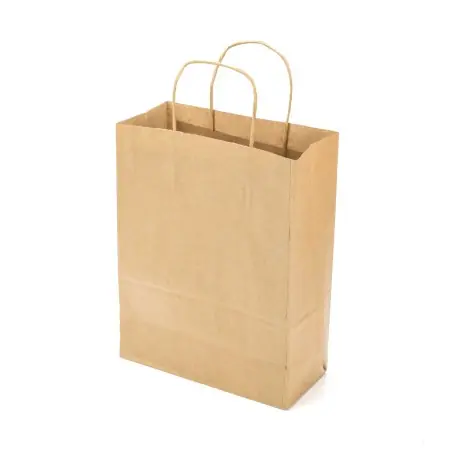 Entrega Rápida Bolsa papel kraft marrón con asa retorcida 24+11x32 cm, 100 g/m² - Caja 125 uds