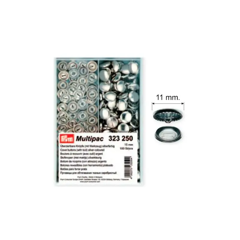 323118 Boton Revestible (Caja 100 uds) 11mm Plata Mejor Calidad