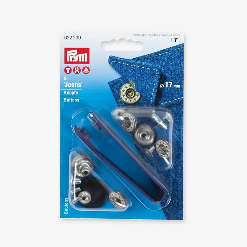 Botones de Jeans sin Coser 17 mm de Prym: Estilo y Durabilidad para tus Prendas de Mezclilla - Estrellas Abiertas en Latón Stock Limitado