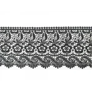 Venta Final Puntilla de Guipur - Ancho pieza 9,5cm - 3 Colores - Pieza de 25 metros - Negro
