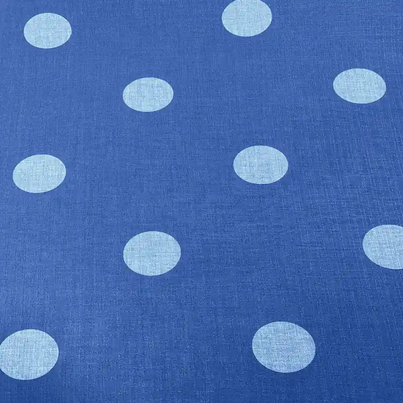 Descuento Tela de Lino Bicolor Azul Vaquero con Lunares (Ancho 1.50m)