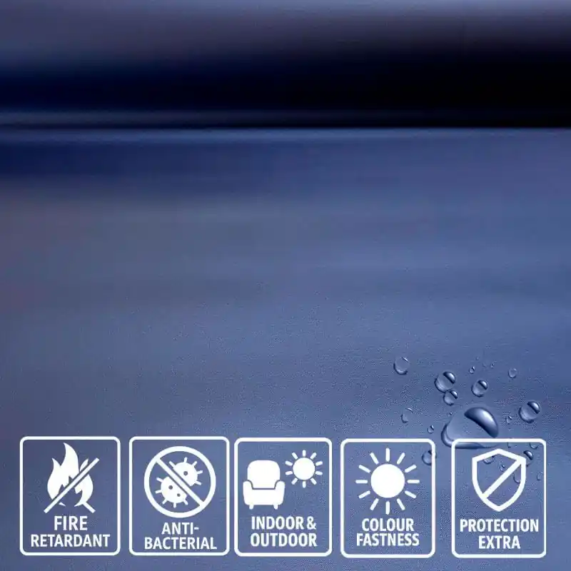 Pedido Al Por Mayor Tela de Polipiel Exterior Ignífuga y Antibacteriana Azul Metalizado (ancho 1,40M)