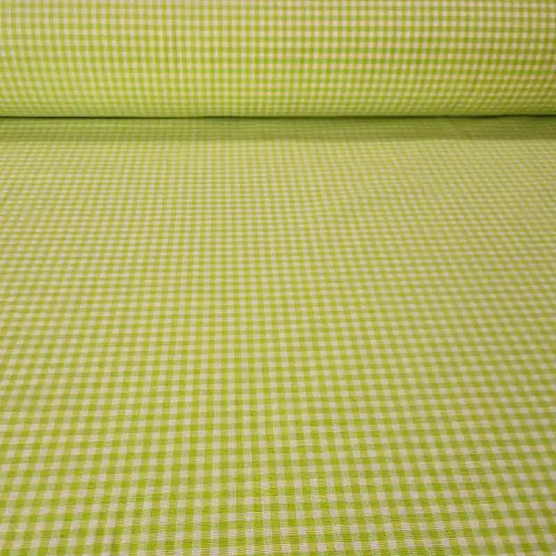 Tela de Lona Cruda Tejida Vichy Verde Flúor Pequeño (ancho 2,80M) Artesanal