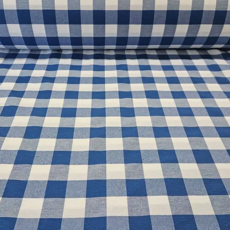 Tela de Lona Cruda Tejida Vichy Azulina Grande (ancho 2,80M) Envío Gratis