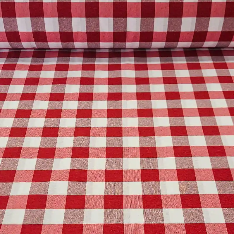 Tela de Lona Cruda Tejida Vichy Rojo Grande (ancho 2,80M) Premium