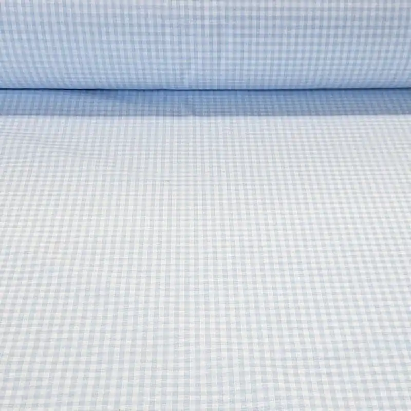 Pago Seguro Tela de Lona Cruda Tejida Vichy Celeste Pequeño (ancho 2,80M)