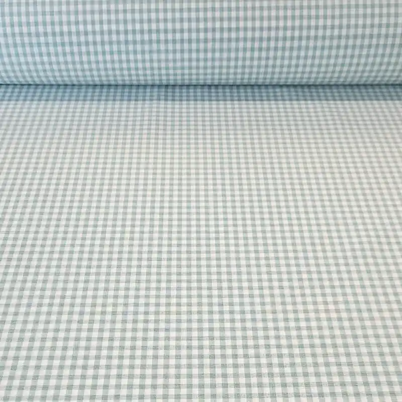 Tela de Lona Cruda Tejida Vichy Verde Agua Pequeño (ancho 2,80M) Garantía De Devolución De Dinero