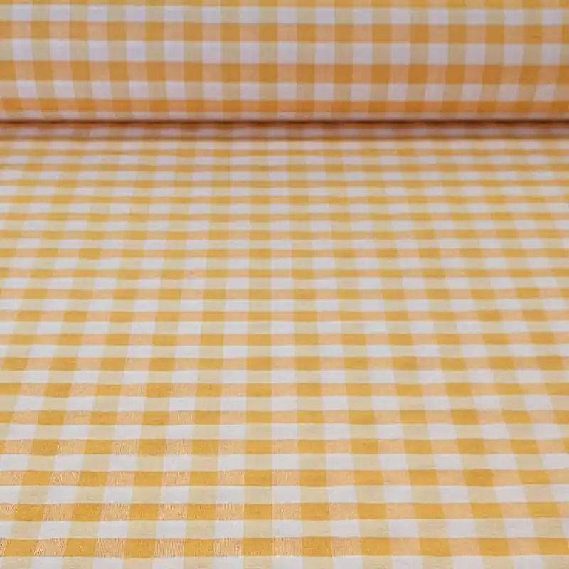 Tela de Lona Cruda Tejida Vichy Amarilla Medio (ancho 2,80M) Barato
