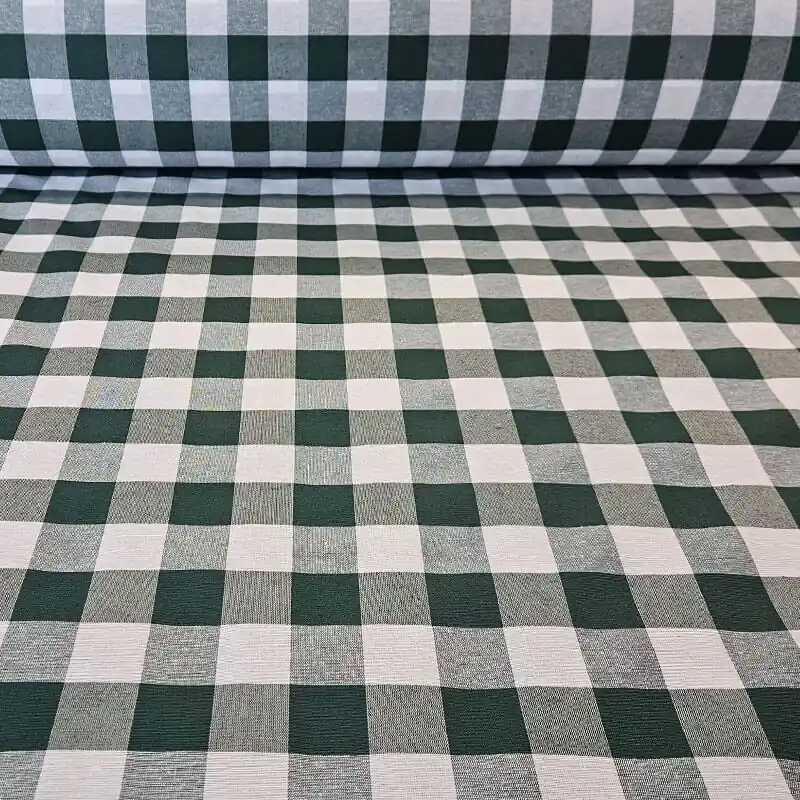 Barato Tela de Lona Cruda Tejida Vichy Verde Botella Grande (ancho 2,80M)