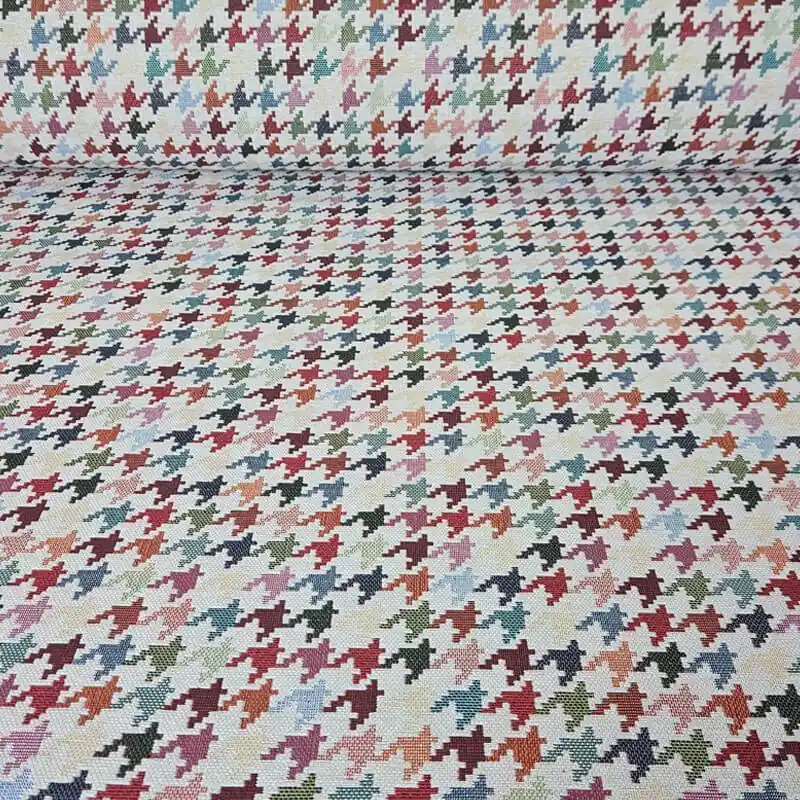 Oferta De Temporada Tela de Gobelino Cruda Pata de Gallo Multicolor (ancho 2,80M)