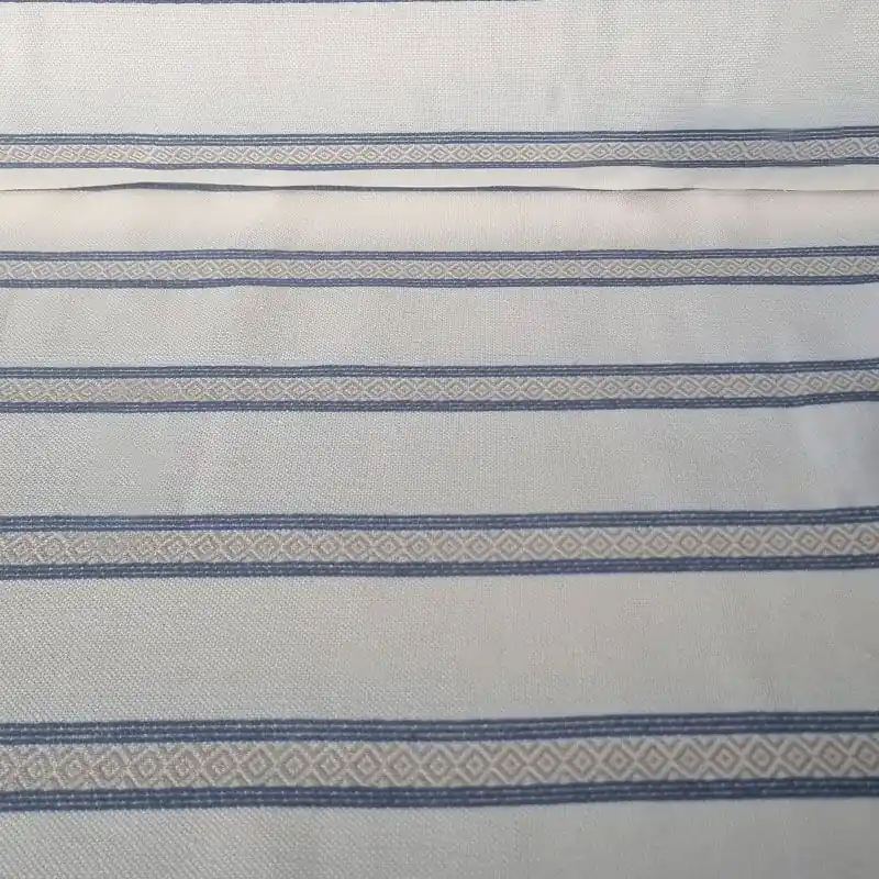 Tela de Gobelino Blanco Roto Étnica Azul y Beige (ancho 2,80M) Profesional