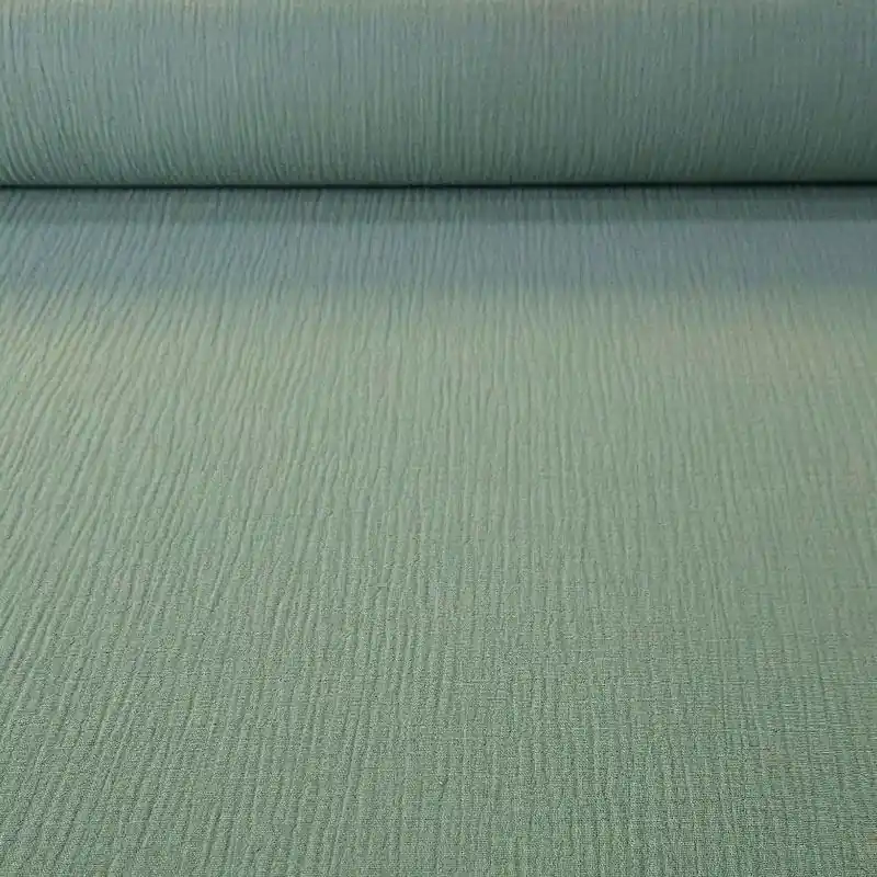 Más Vendido Tela de Doble Gasa Bambula Verde Hoja (ancho 1,30M)