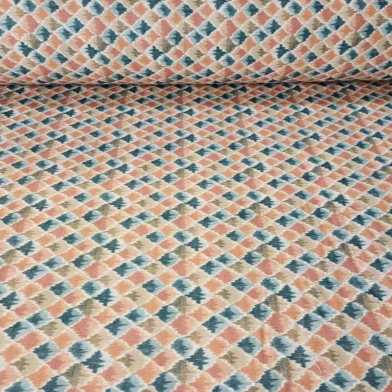 Compra Ahora Tela de Loneta Half Panamá Rombos Desgastados Coral Algodón (ancho 2,80M)