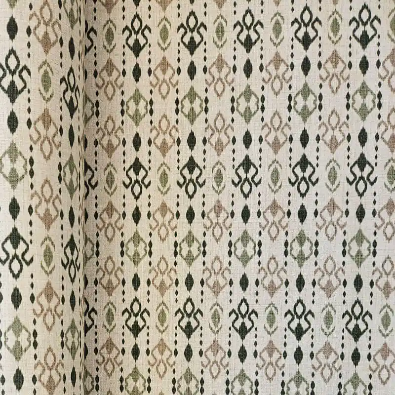 Tela de Loneta Estampada Half Panamá Beig Azteca Verde (ancho 2,80M) Solo Por Tiempo Limitado