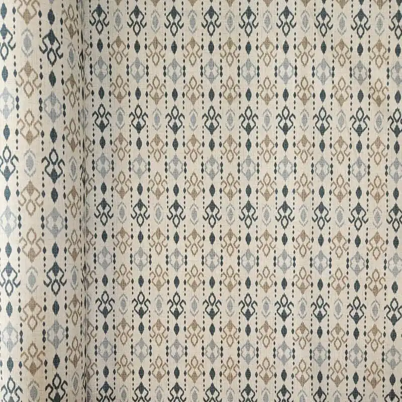 Precio Reducido Tela de Loneta Estampada Half Panamá Beig Azteca Azul (ancho 2,80M)