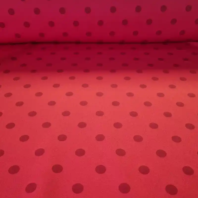 Alta Calidad Tela Bielástica Roja con Lunares Monocolor de 2cm (ancho 1,50M)