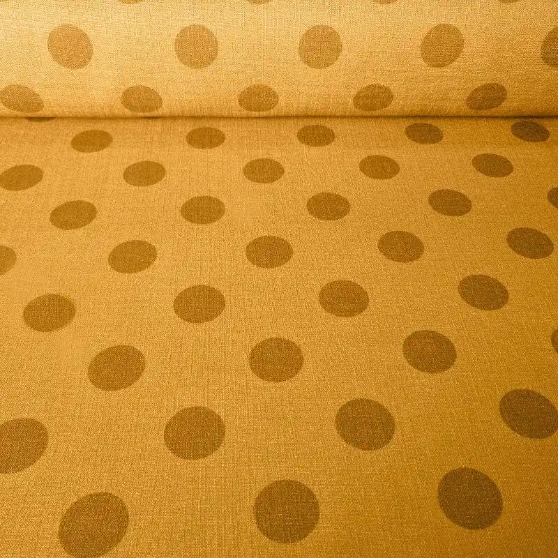 Tela Rústica Efecto Lino Mostaza Lunar 3cm Monocolor (ancho 1,50M) Envío Exprés