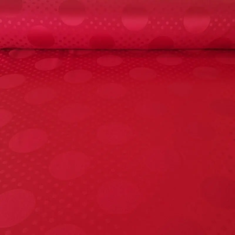 Precio De Fábrica Tela de Satén Jacquard Roja Lunares 6cm y 0,5cm Reversible (ancho 1,45M)