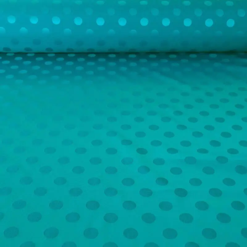 Oferta De Temporada Tela de Satén Jacquard Verde Lunares 1,5cm Reversible (ancho 1,45M)