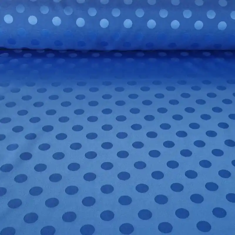 Tela de Satén Jacquard Azulina Lunares 1,5cm Reversible (ancho 1,45M) Últimas Unidades