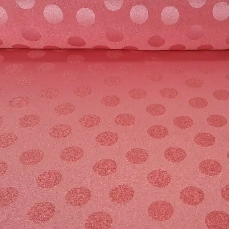 Solo Hoy Tela de Satén Jacquard Rosa Lunares 3cm Reversible (ancho 1,45M)