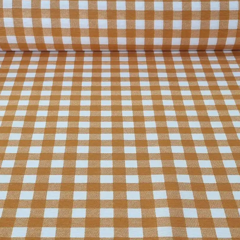 Tela de Mantelería Resinada Antimanchas Vichy Mostaza (ancho 1,40M) Exclusivo