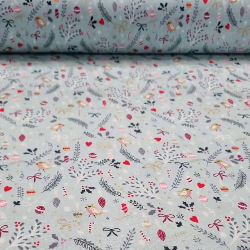 Mejor Calidad Tela de Batista de Algodón Celeste Navidad (ancho 1,40M)