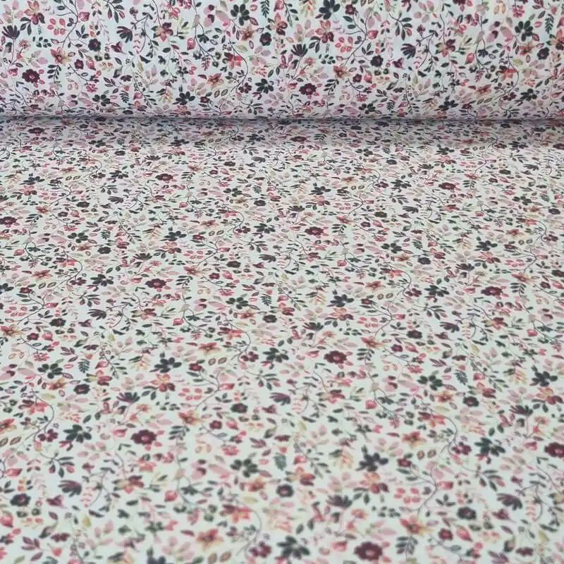 A Buen Precio Tela de Viella estampada Florecillas Moradas 100% algodón (ancho 1,50M)