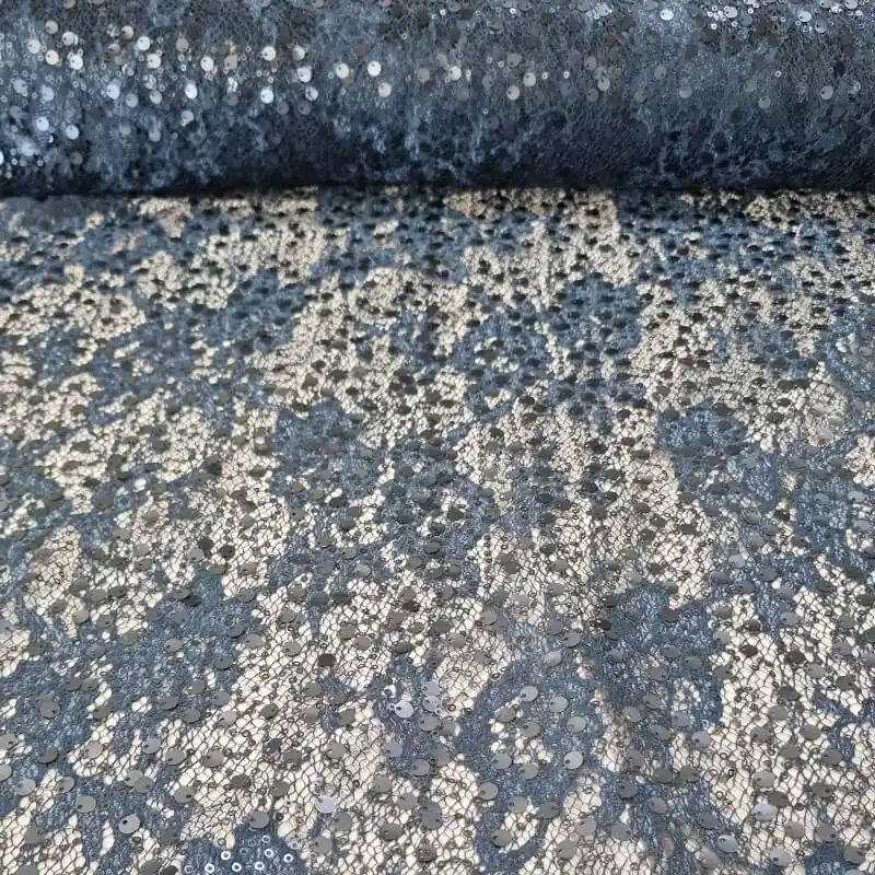 Tela de Tul Azul Marino con Lentejuelas (Ancho 1,35M) Descuento