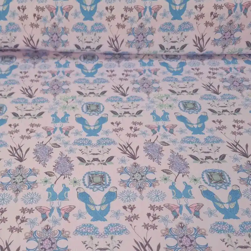 Profesional Tela de Lycra de Baño Rosa Palo Estampados Turquesa (ancho 1,50M)