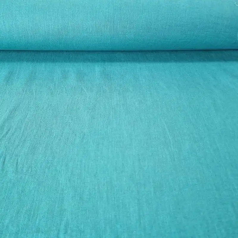 Tela de Lino Natural Turquesa (ancho 1,40M) Pedido Al Por Mayor