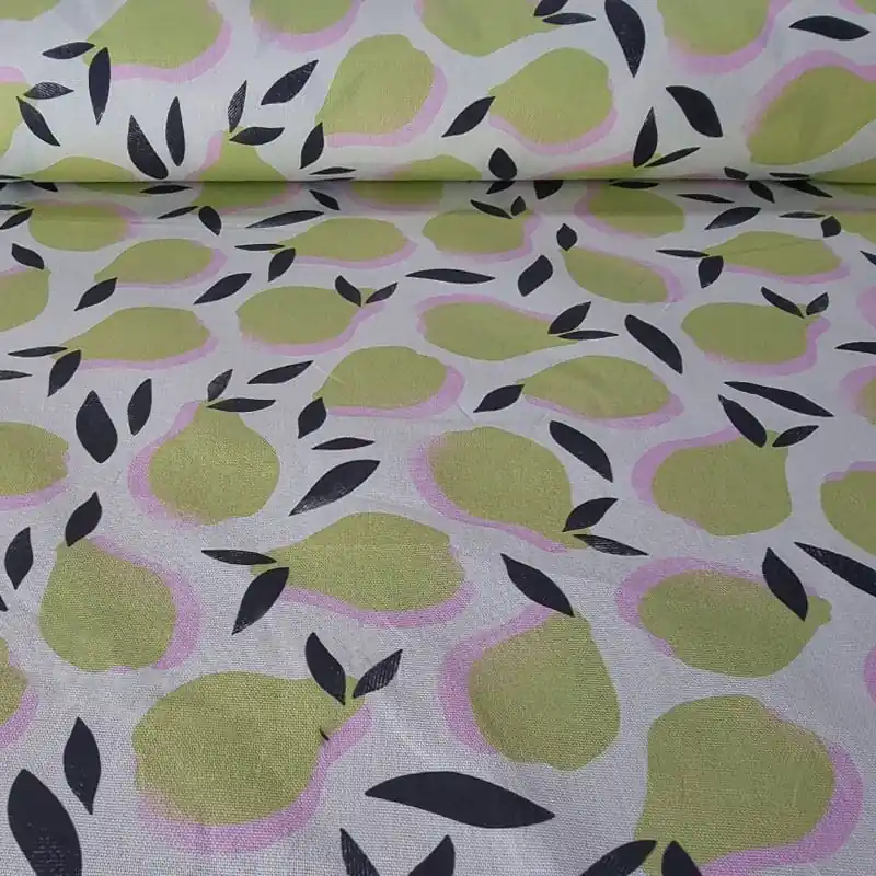 Tela de Mantelería Resinada Antimanchas Cruda con Peras (ancho 1,40M) Gran Oferta