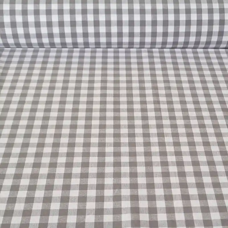 Envío Exprés Tela de Cuadros Vichy Gris 100% Algodón (ancho 1,50M)