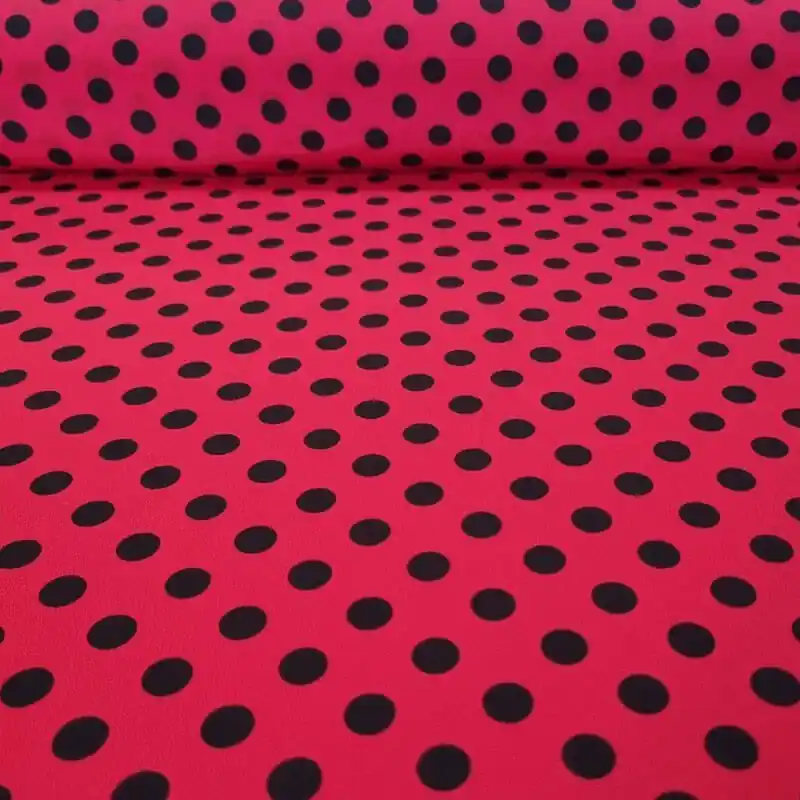 Compra Ahora Tela Koshibo Roja con Lunares Negro 1,2cm (ancho 1,50M)