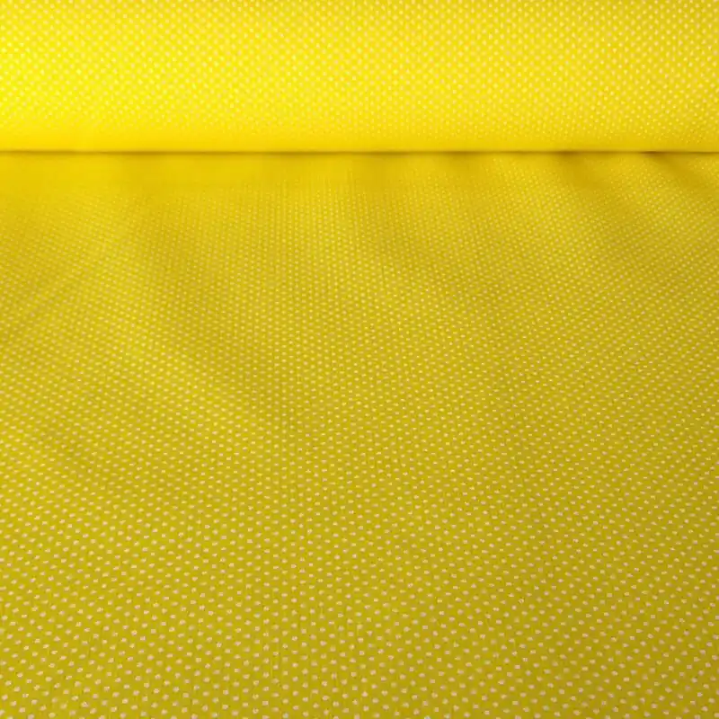 Promoción Tela de Popelín Amarilla Lunar Blanco 3mm (ancho 1,60M)
