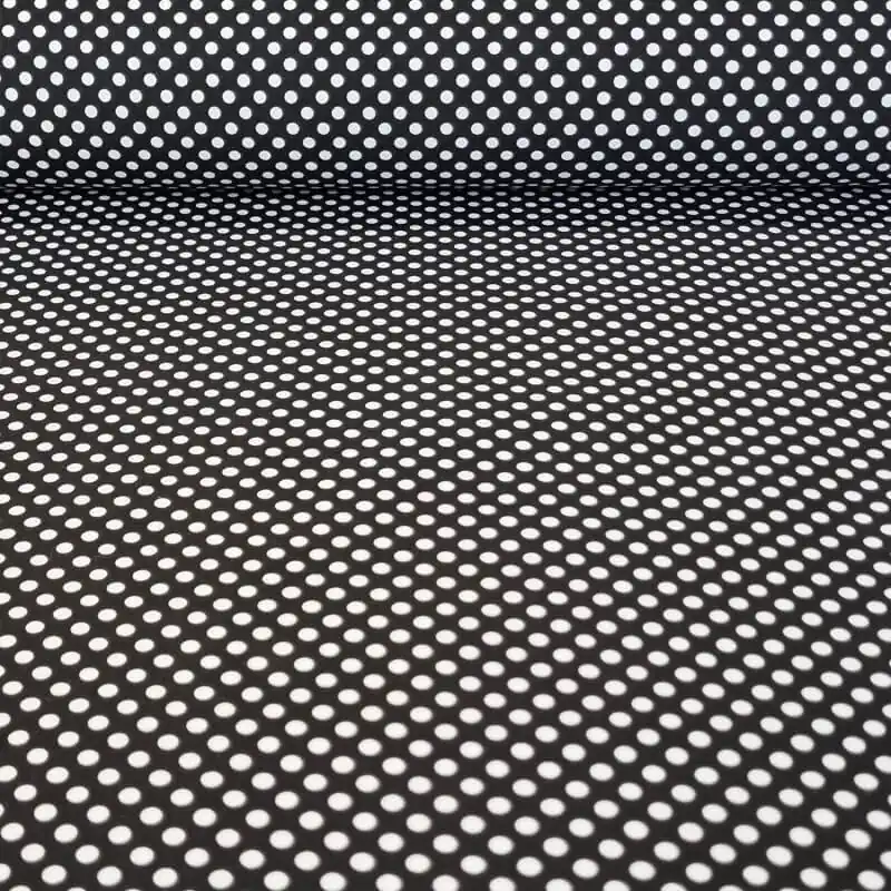 Precio De Oferta Tela de Popelín Negra Lunar Blanco 7mm (ancho 1,60M)