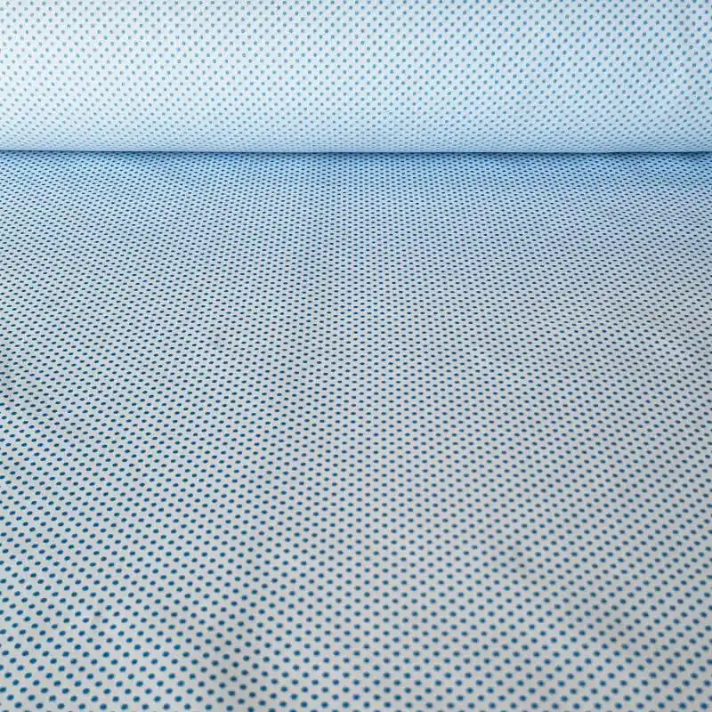 Tela de Popelín Blanca Lunar Turquesa 3mm (ancho 1,60M) Súper Precio