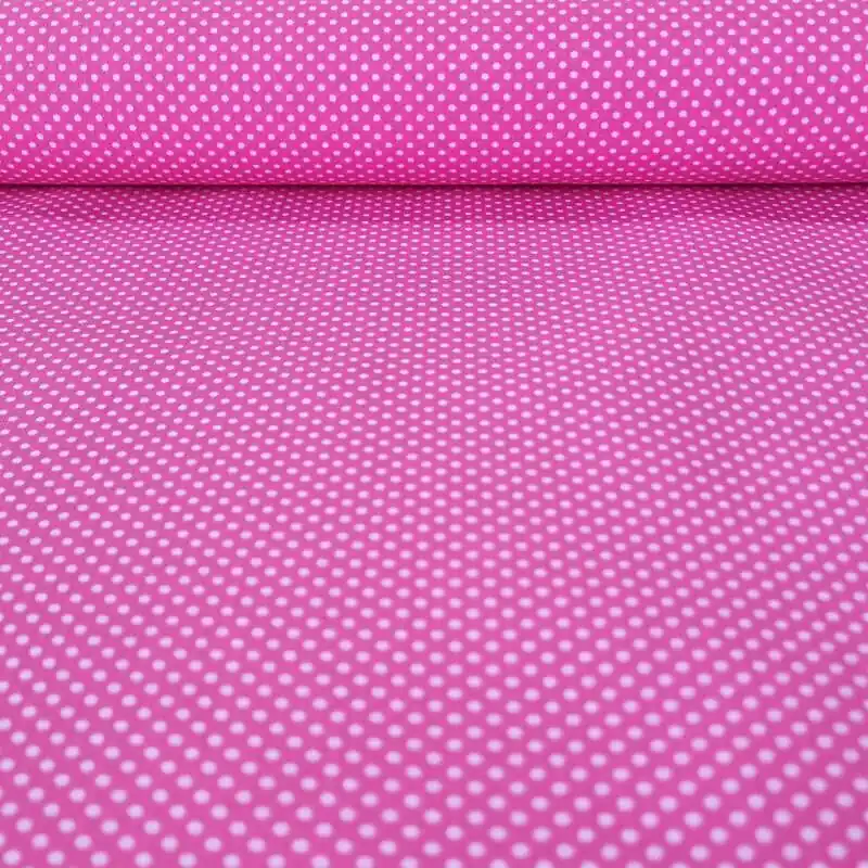 Súper Precio Tela de Popelín Fucsia Lunar Blanco 3mm (ancho 1,60M)