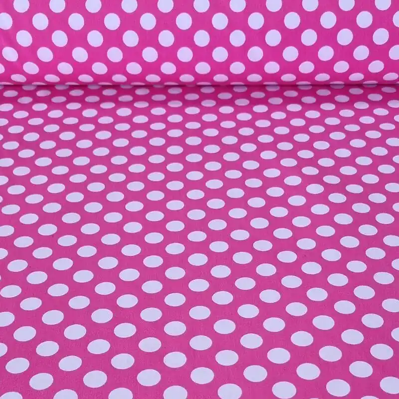 Popular Tela de Popelín Fucsia Lunar Blanco 1,5cm (ancho 1,60M)