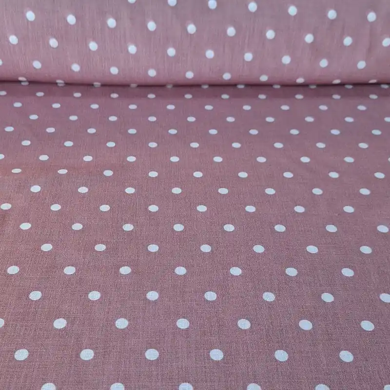 Gran Oferta Tela de Lunares 1cm Efecto Lino Maquillaje Oscuro (ancho 1,50M)