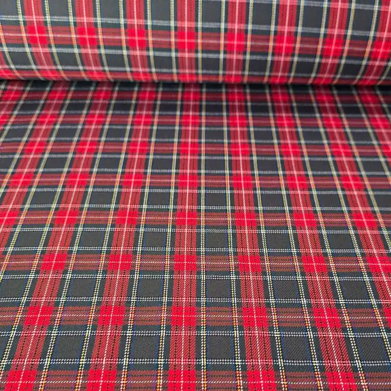 Tela de Sarga Cuadro Escocés Verde y Rojo (ancho 1,44M) Ocasión Especial