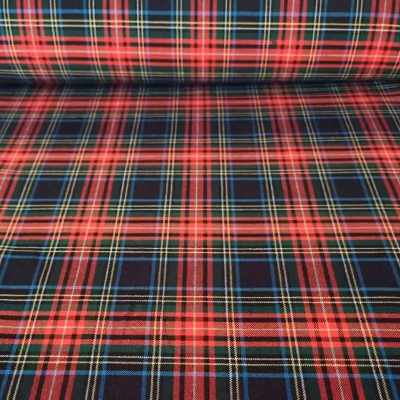 Imprescindible (Must-Have) Tela de Sarga Cuadro Escocés Azul Marino (ancho 1,30M)