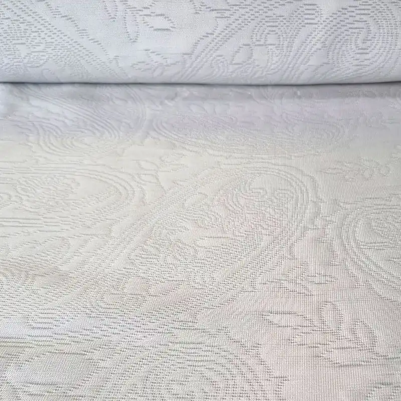 Popular Tela de Colcha Jacquard Cachemir y Flores blanca Reversible Marrón (ancho 2,80M)