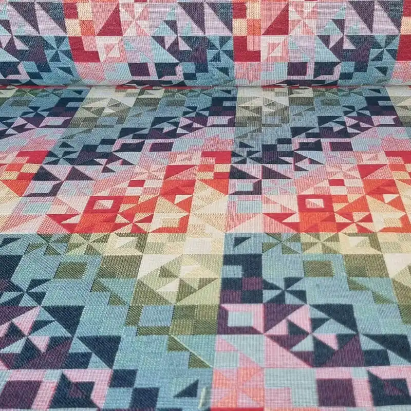 Descuento Tela de Gobelino Multicolor Geométrico (ancho 2,80M)