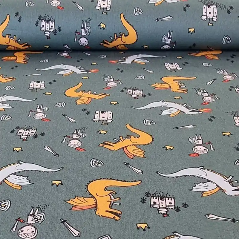 Tela de Batista 100% Algodón Verde Estampado (ancho 1,40M) Entrega Rápida