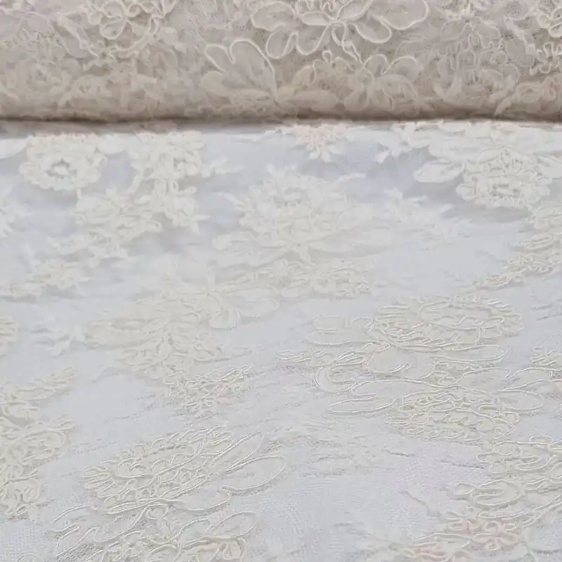 De Moda Tela Blanca de Encaje Flores Bordadas para Novia (ancho 1,25M)
